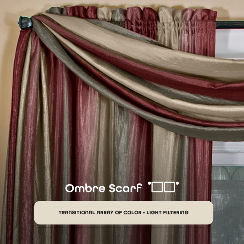 ACHIM Sheer Window Scarf Valance - 50 Inch Width x 144 Inch Length (Burgundy) - Light Filtering Polyester Curtain Scarf - Lightweight Drapes for Living Room, Bedroom & Dining Room Home Decor - Image 2
